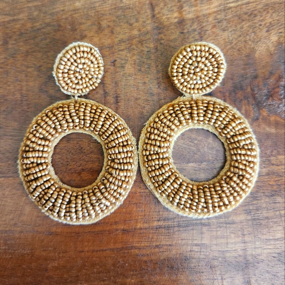 Gold Beaded Boho Earrings